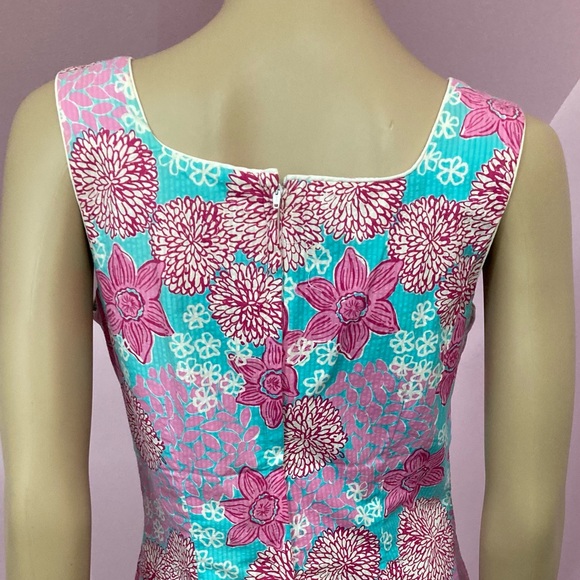 Vintage 90s Lilly Pulitzer Blue Dolphin Firecracker Print Shift Dress. Size 4 - Picture 3 of 7